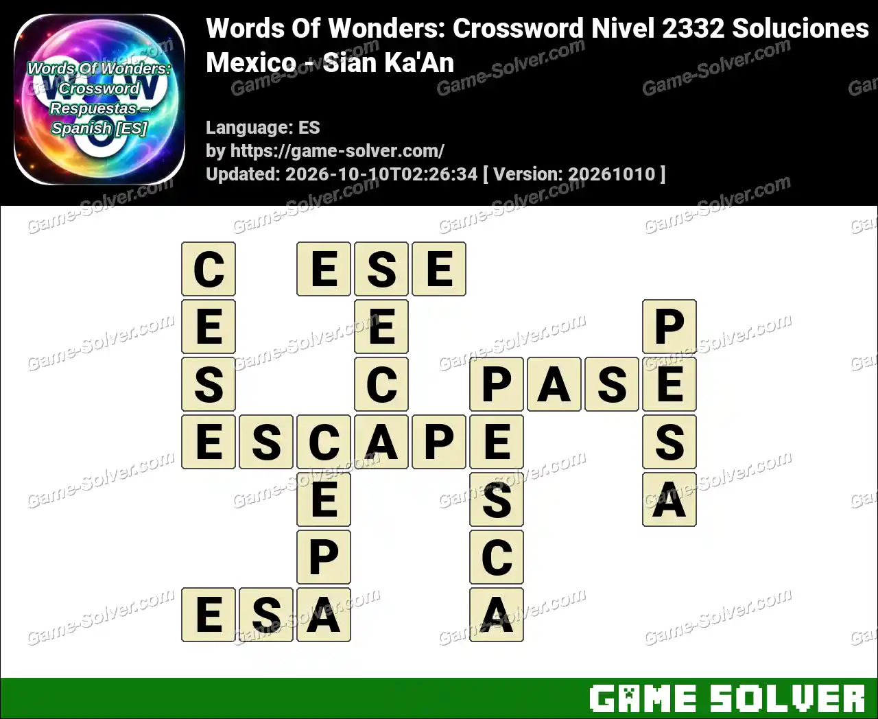 Words Of Wonders: Crossword Nivel 2332 Soluciones – Mexico – Sian Ka’An